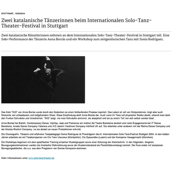 Zwei katalanische Tänzerinnen beim Internationalen Solo-Tanz-Theater-Festival in Stuttgart